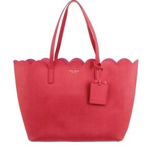 Kate Spade Scallop Tote Bag – Bright Pink/Red Leather, Classic Statement Bag